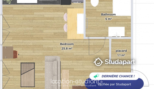 Logement tudiant Studio à Chelles (77500)