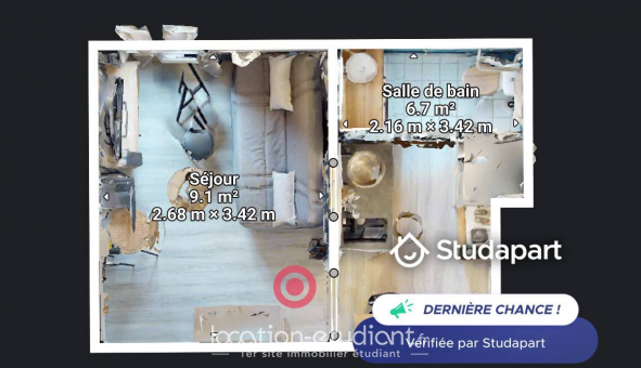 Logement tudiant Studio à Le Havre (76620)