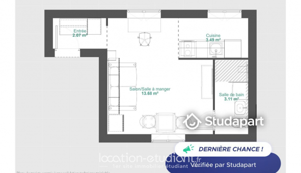 Logement tudiant Studio à Melun (77000)