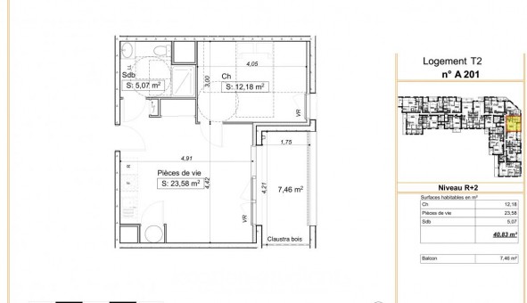 Logement tudiant T2 à Bihorel (76420)