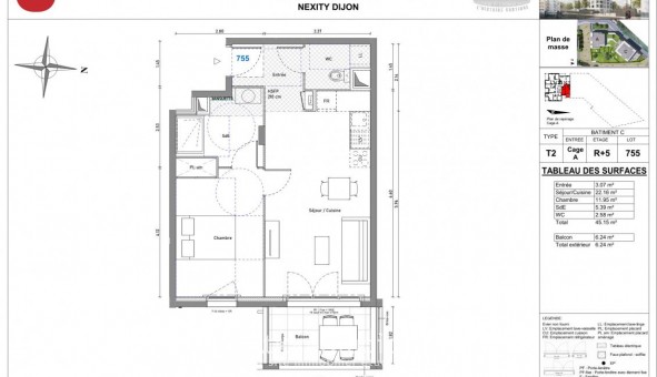 Logement tudiant T2 à Dijon (21000)