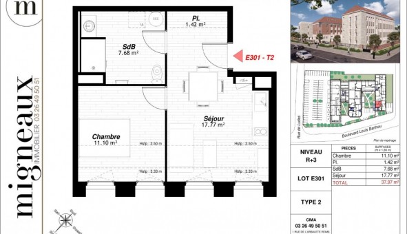 Logement tudiant T2 à Reims (51100)