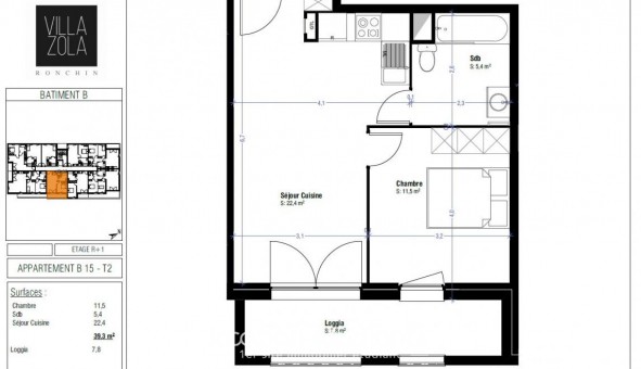 Logement tudiant T2 à Ronchin (59790)