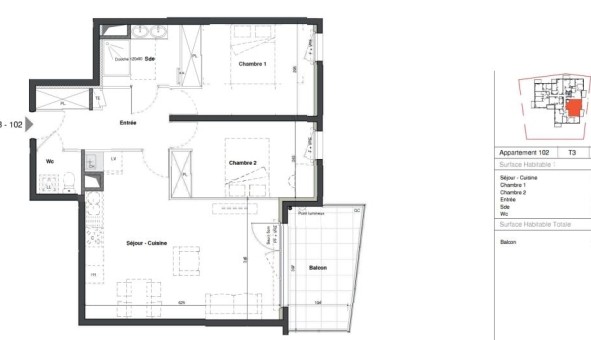 Logement tudiant T3 à Dcines Charpieu (69150)