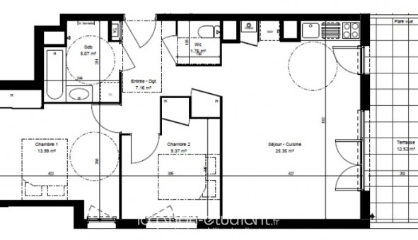 Logement tudiant T3 à chirolles (38130)