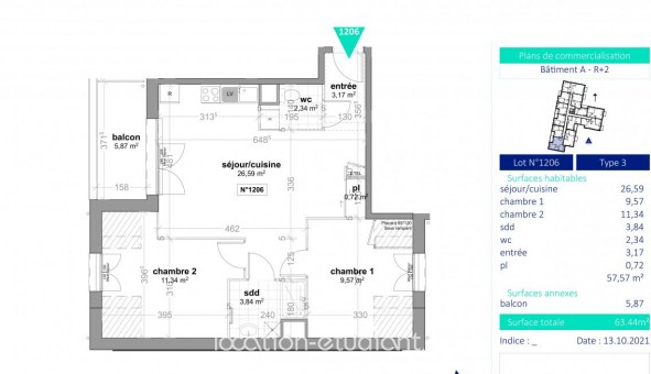 Logement tudiant T3 à Ouistreham (14150)