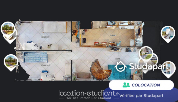 Colocation tudiante Studio à Cergy (95000)