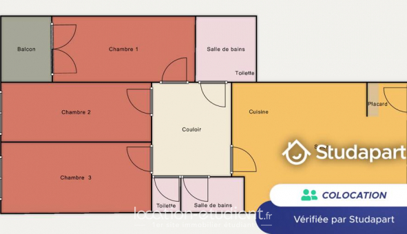 Colocation tudiante Chambre dans une colocation de 29m2