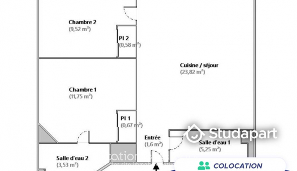 Colocation tudiante Studio à Nancy (54100)