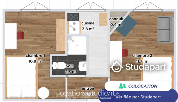 Colocation tudiante Studio à Saint Ouen (93400)