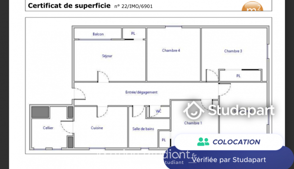 Colocation tudiante T1 à Talence (33400)