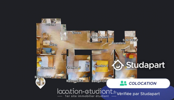 Colocation tudiante Studio à Villeurbanne (69100)