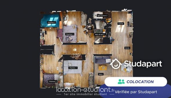 Colocation tudiante Studio à Villeurbanne (69100)