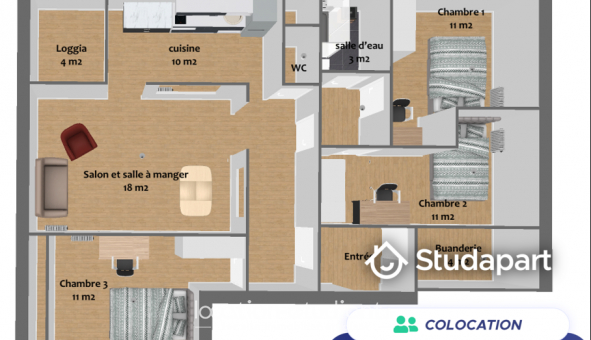 Colocation tudiante T5 à Talence (33400)